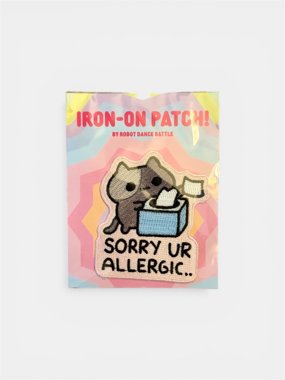 Sorry Ur Allergic.. Kitty with Tissues Iron-On PATCH - NWT 😽🐈‍⬛